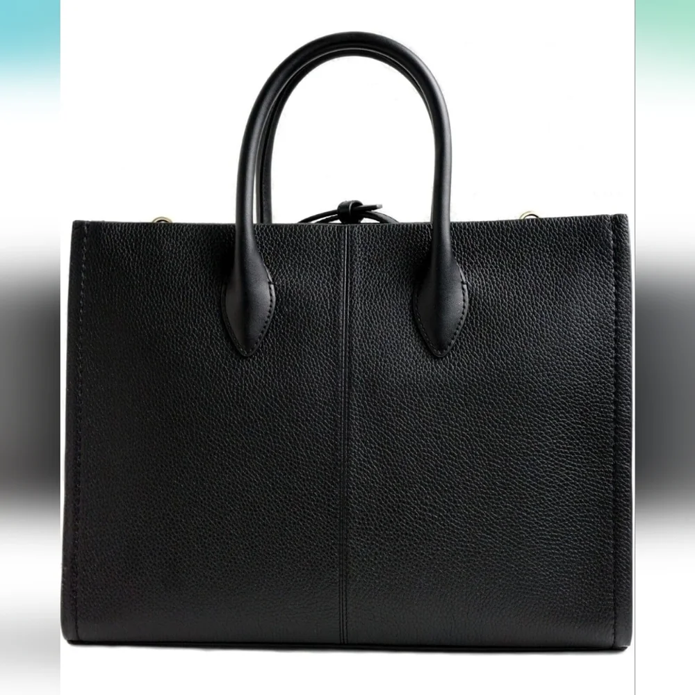 Michael Kors Medium Mirella  Tote Bag Black Embossed Leather NWT - Picture 2 of 16